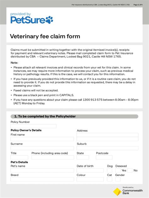 petsure insurance claim form pdf